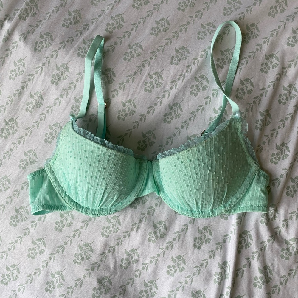 Mint Green Savage X Lace Trim Bra